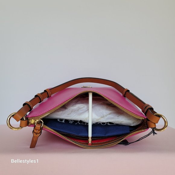 DOONEY & BOURKE Wexford Smooth Leather Hobo Shoulder Bag-Magenta color 🎈$169. - Picture 12 of 16